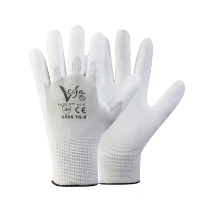 Guanti nylon bianco spalmato poliuretano bianco Vega G906