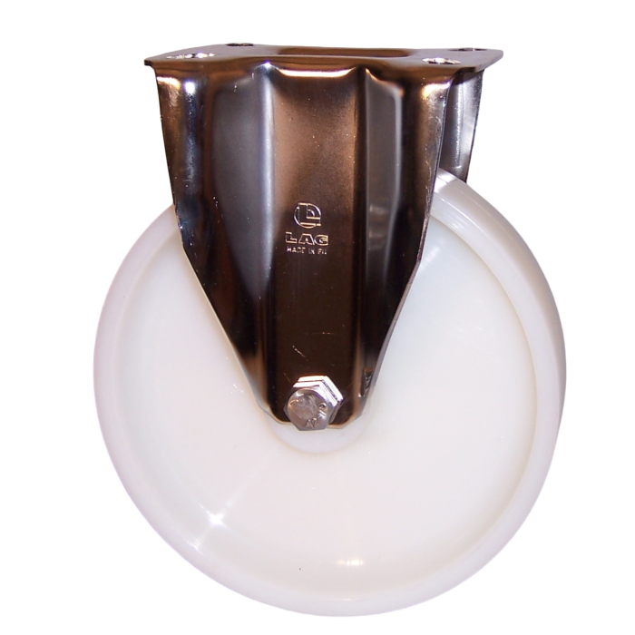 RUOTA SUPPORTO FISSO 150x40 INOX POLIAMMIDE 6 + CUSCINETTO RULLINO INOX