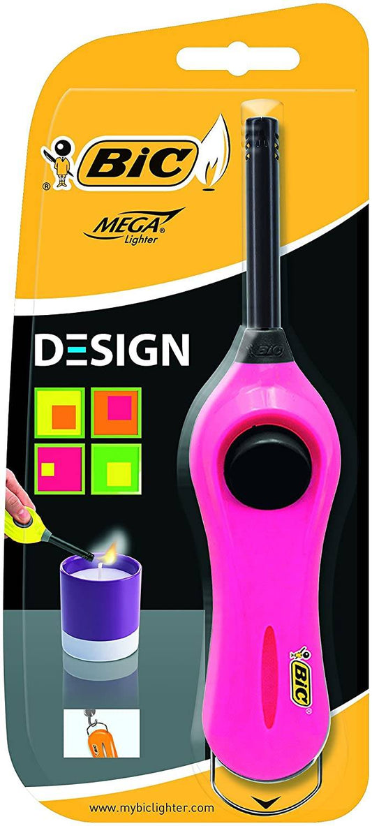 Accendigas Bic Mega Lighter Multiuso Elettronico Design (rosa fluo)