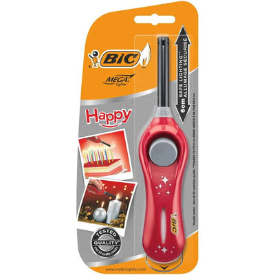 Accendigas Bic Mega Lighter Multi-purpose electronic Happy (red)