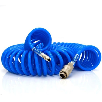 Tubo en espiral para aire comprimido 1/4 "10 MT 5.5X8 Ajuste de compresor flexible azul.